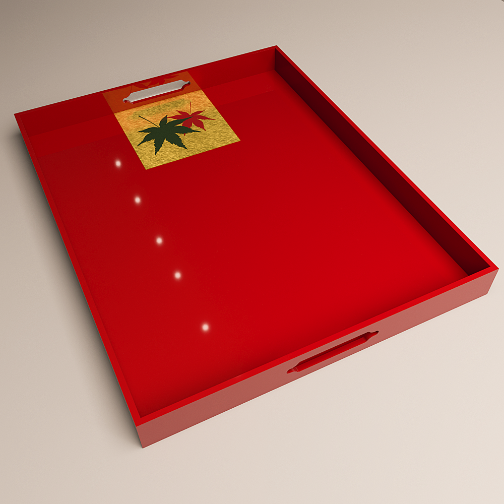 Momiji Reflections Tray | Japanese Lacquer Tray with Gold Maple